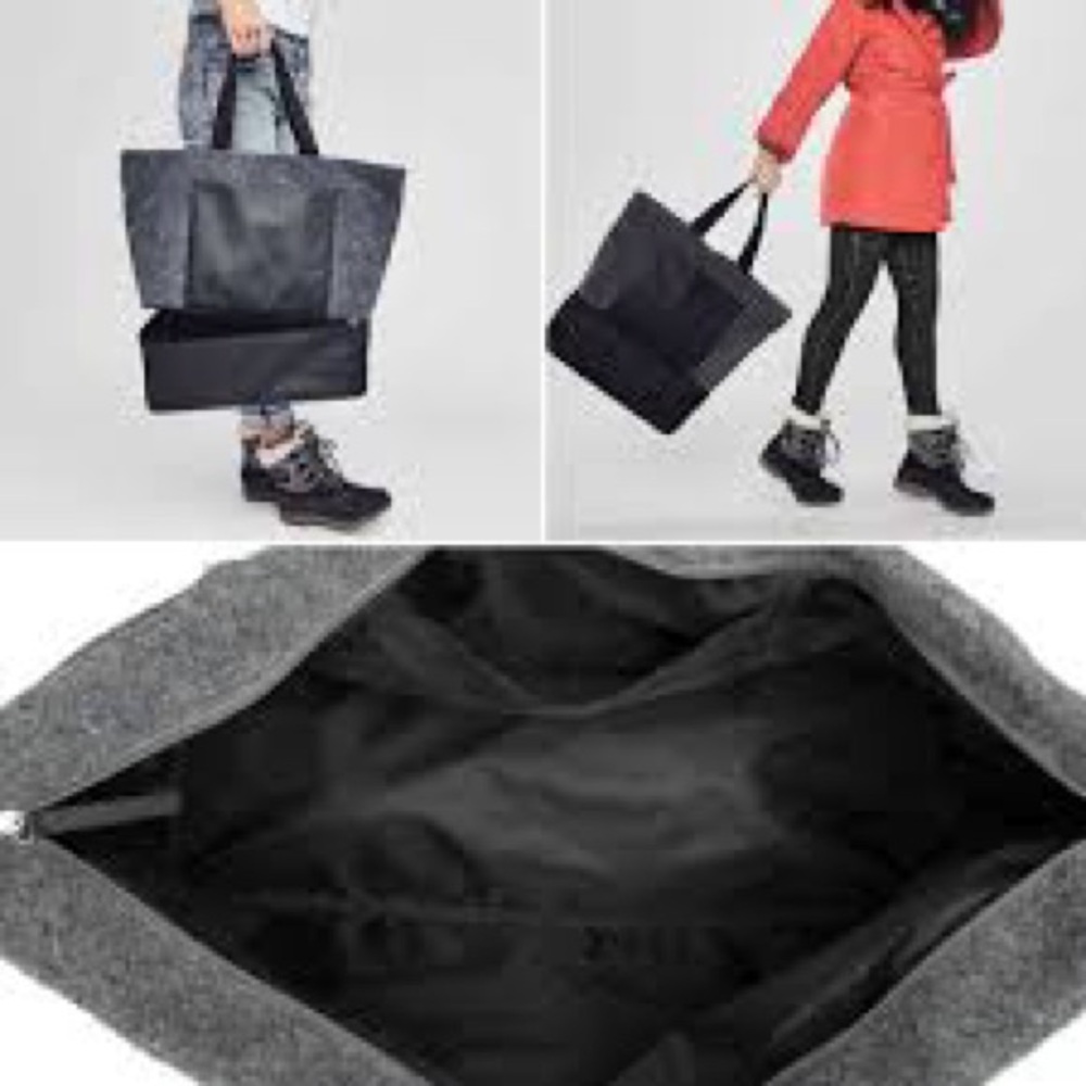 NWOT DSW gray felt weekender large zip tote
